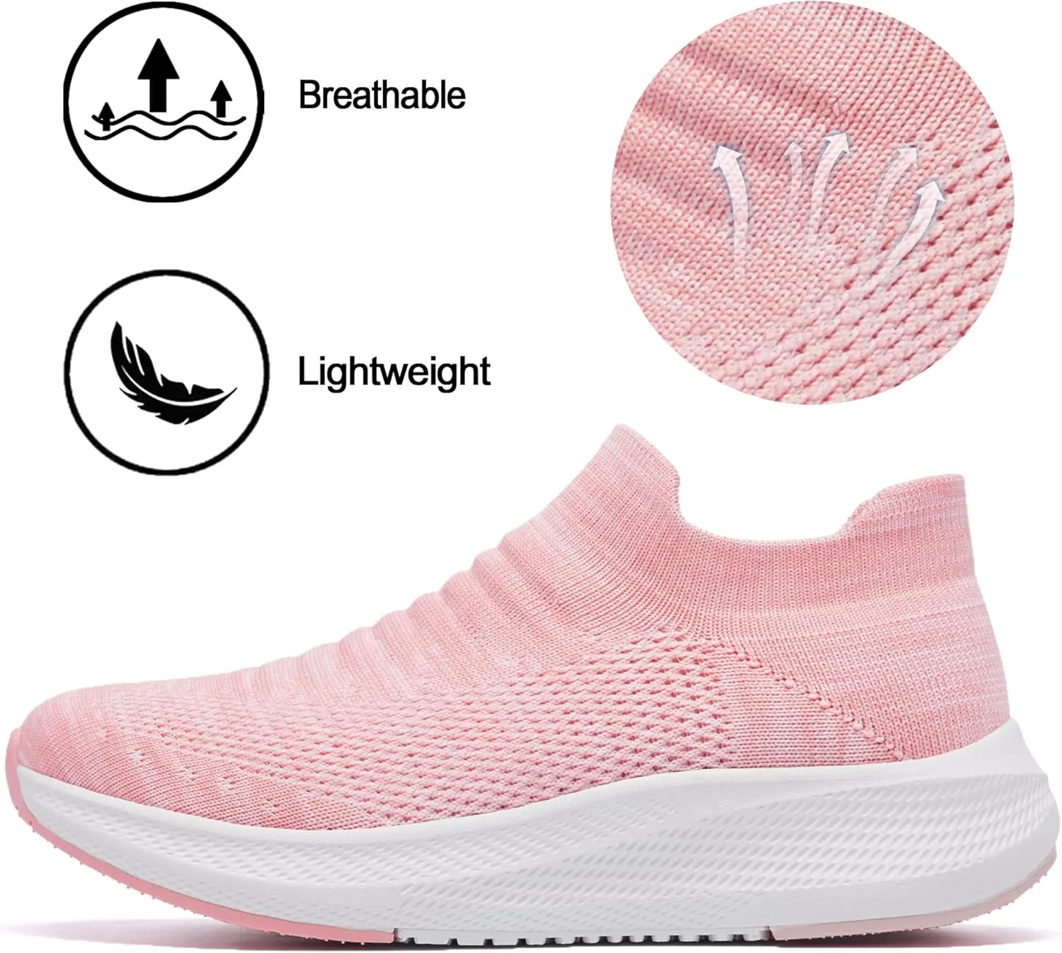 SHULOOK Womens Slip on Walking Shoes Comfort Lightweight Breathable Sock Shoe Non-Slip Mesh Casual Fashion Tennis Running Sneakers