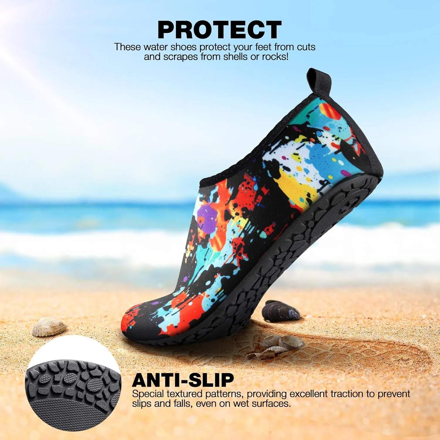 SIMARI Water Shoes Women Men Aqua Socks Beach Barefoot Quick Drying Aqua Aerobics Swim Pool Non Slip Outdoor Travel Essentials Surf River Lake Snorkeling Kayak Yoga Adult Youth