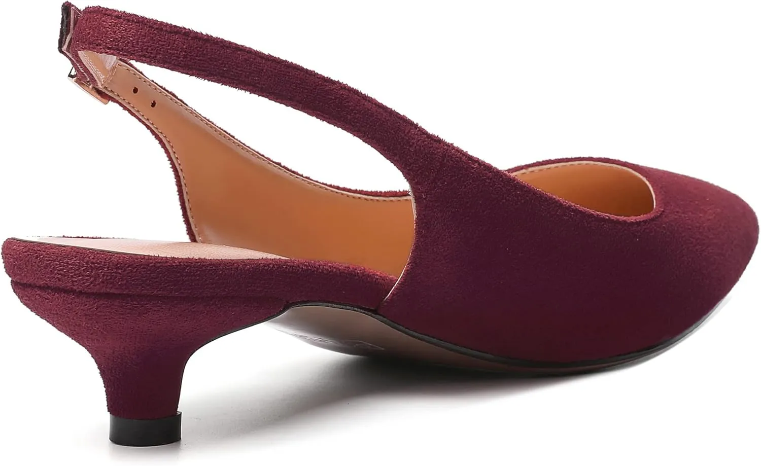 SKYSTERRY Womens Casual Pointed Toe Suede Slip On Wedding Slingback Kitten Low Heel Pumps Shoes 1.5 Inch