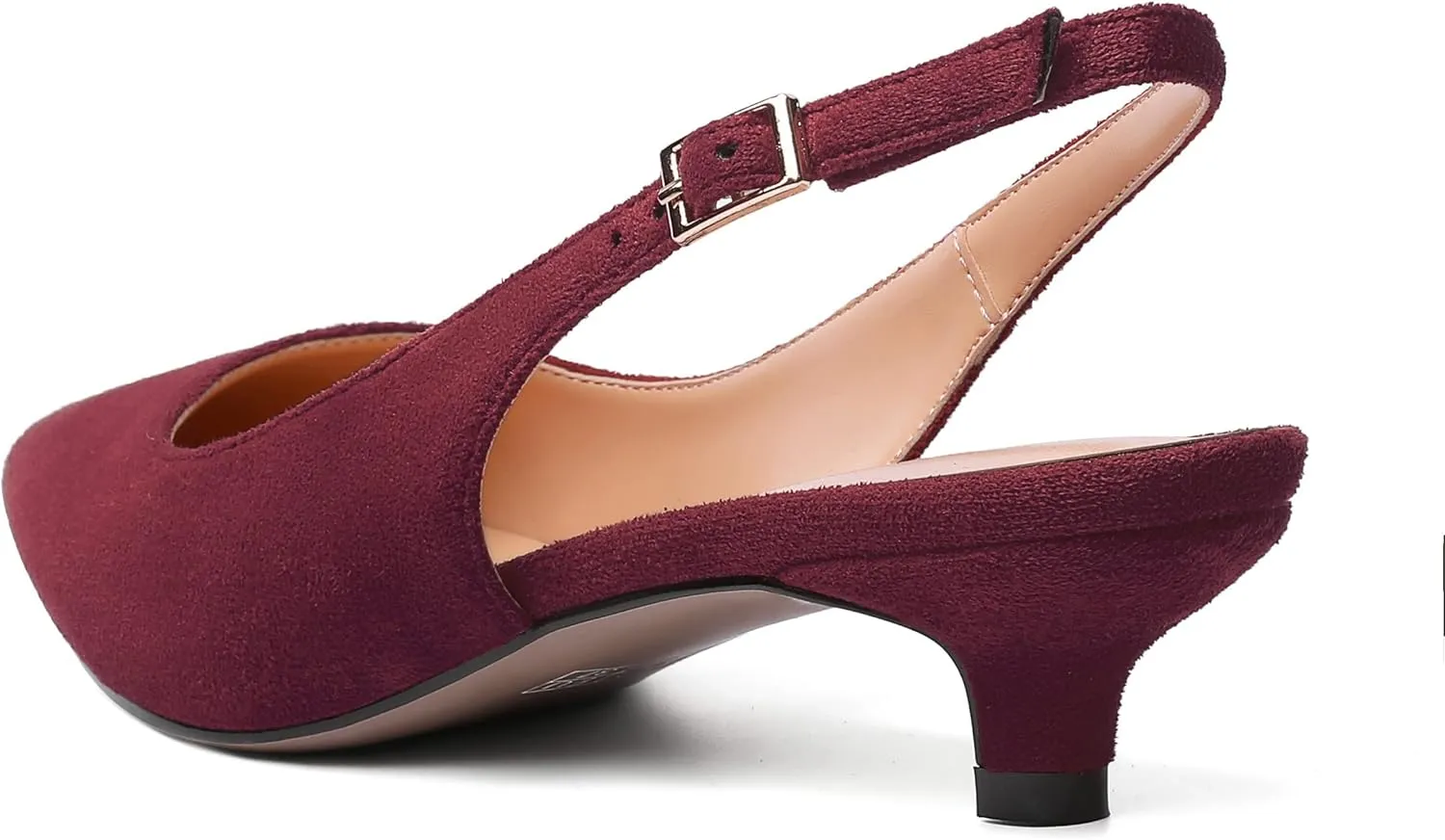 SKYSTERRY Womens Casual Pointed Toe Suede Slip On Wedding Slingback Kitten Low Heel Pumps Shoes 1.5 Inch