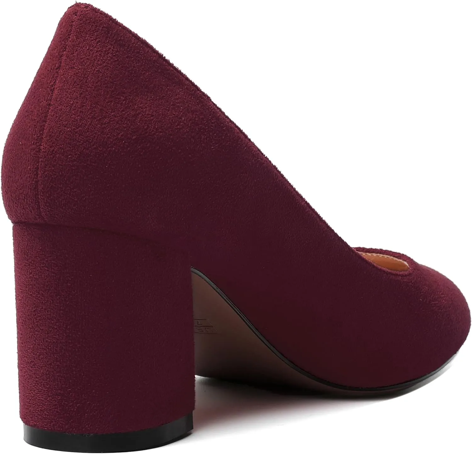 SKYSTERRY Womens Cute Round Toe Slip On Suede Wedding Block Mid Heel Pumps Shoes 2.5 Inch