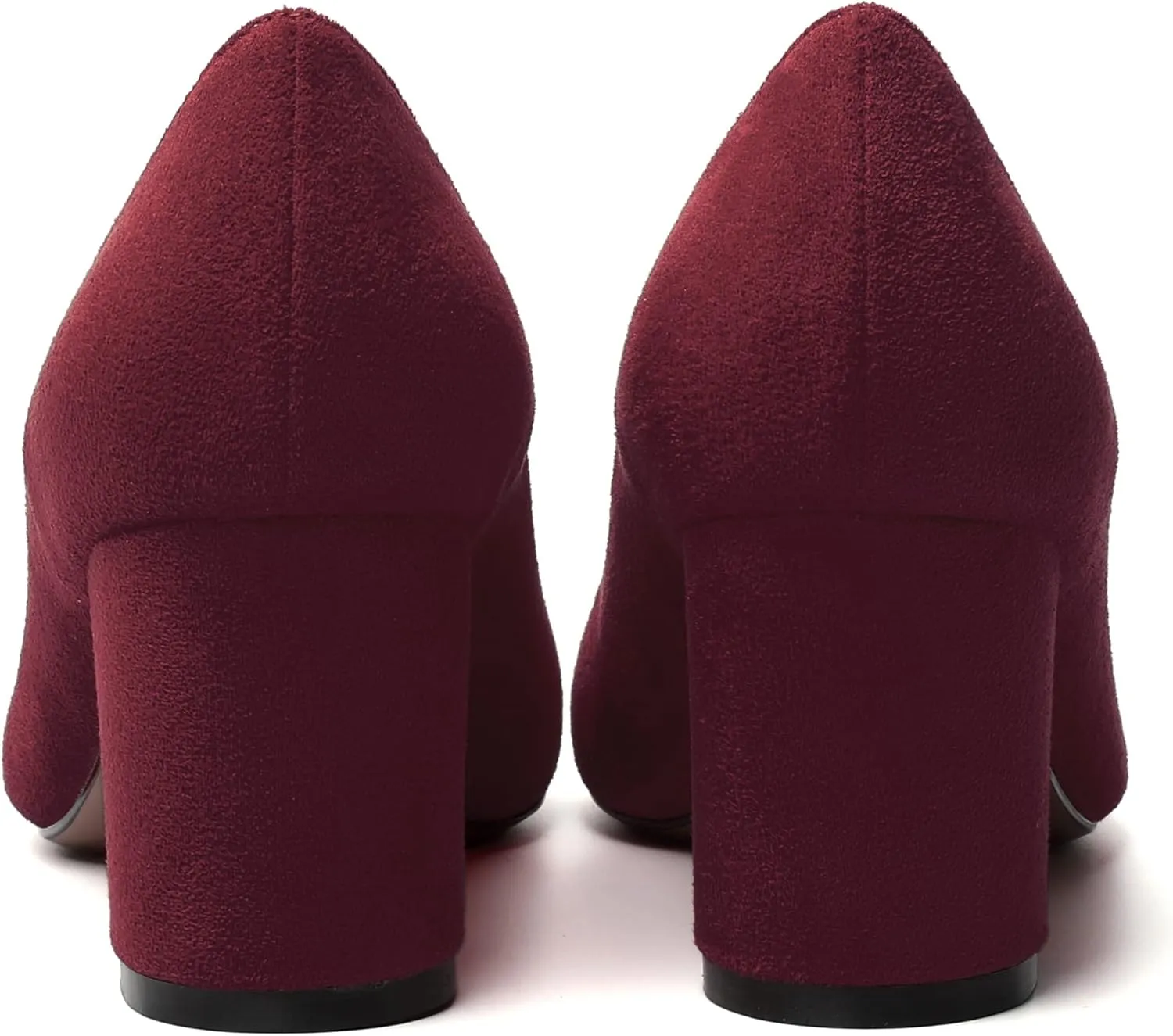 SKYSTERRY Womens Cute Round Toe Slip On Suede Wedding Block Mid Heel Pumps Shoes 2.5 Inch