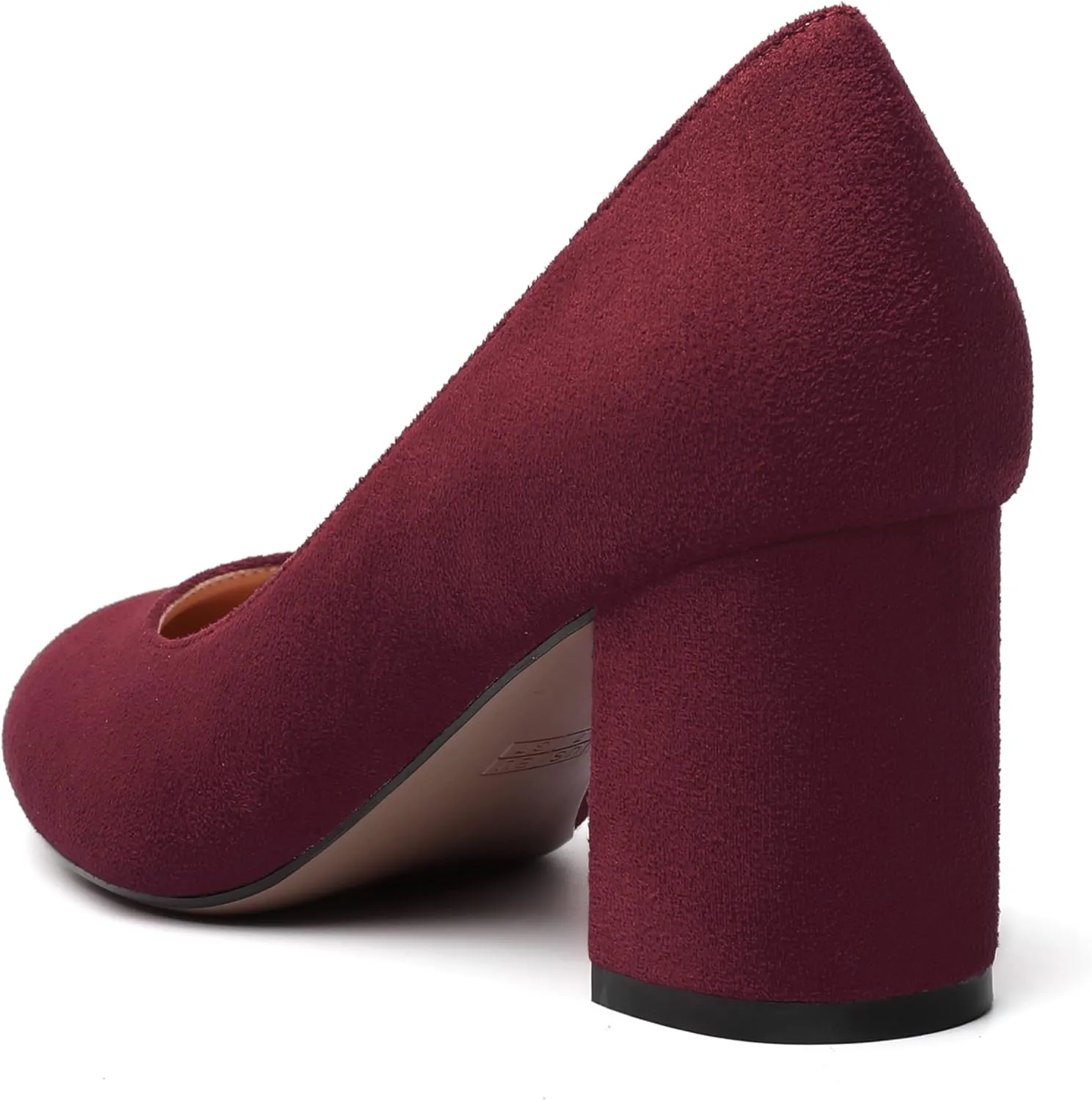 SKYSTERRY Womens Cute Round Toe Slip On Suede Wedding Block Mid Heel Pumps Shoes 2.5 Inch