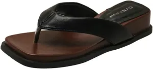 Slides for Women Slip on Flip Flops Sandals Comfortable Thongs Platform Wedges Sandals with Square Toe Casual Beach Sandals