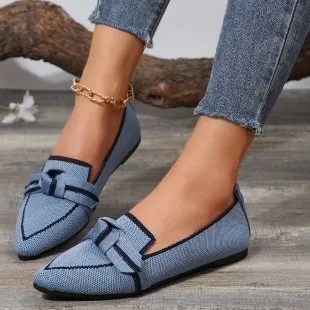 Slip-on bow shallow slip-on shoes