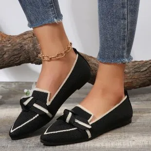 Slip-on bow shallow slip-on shoes