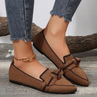 Slip-on bow shallow slip-on shoes