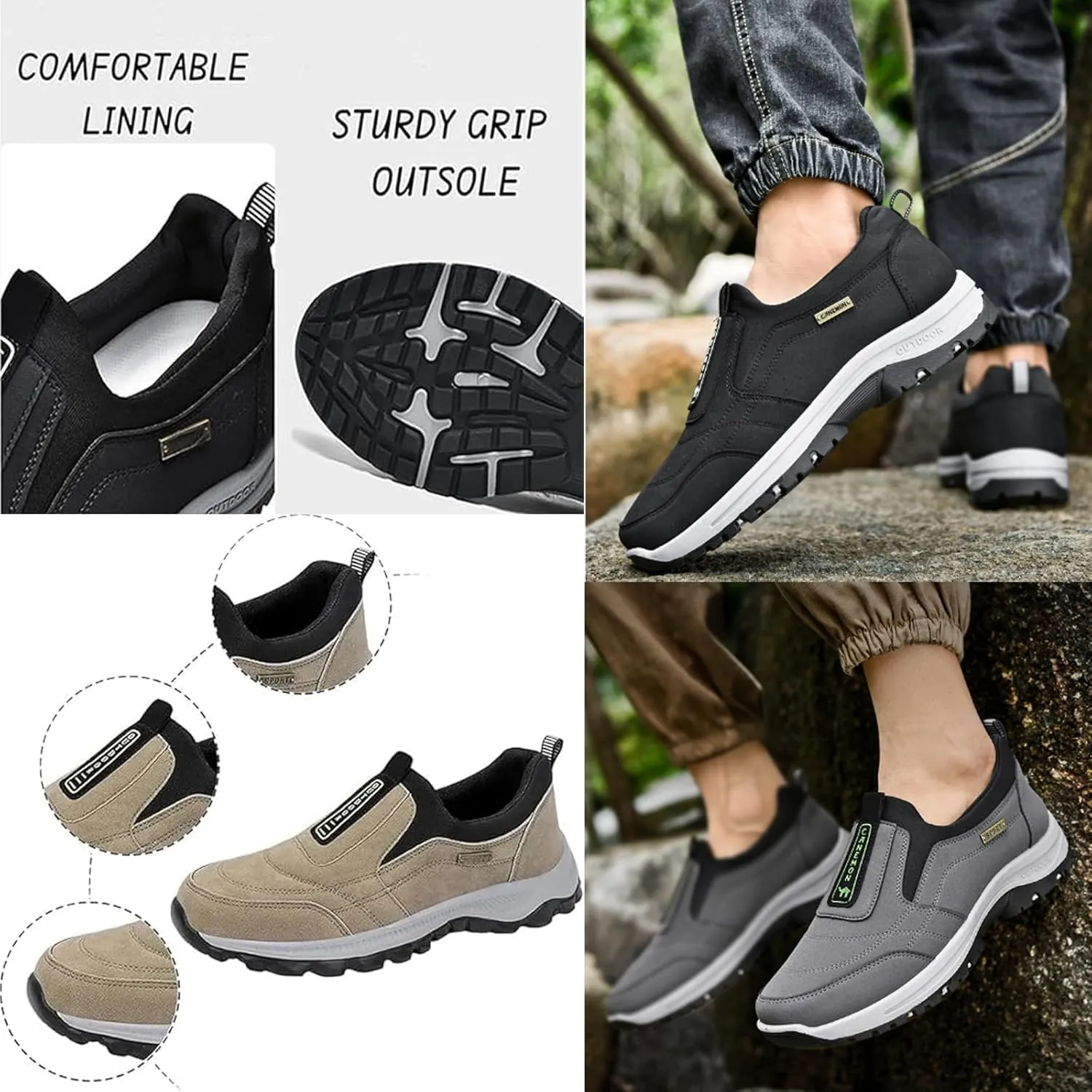 Slip On Shoes for Men Comfort Walking Shoes No Laces Lightweight Breathable Casual Sneakeroutdoor Casual Arch Summer Indoor Outdoor Shoes
