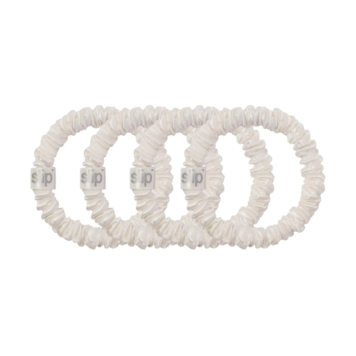 slip Skinny Scrunchies: Anti-Crease, Anti-Breakage Slipsilk™ Design Protects Delicate Hair | Includes 4 Pure Silk Scrunchies, White