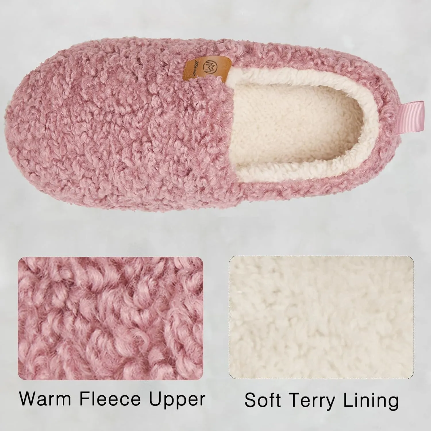 Slippers For Women House Winter Warm With Memory Foam Indoor Fuzzy Cute Comfort Fleece Lining Anti-Skid Soft Loafer Shoes