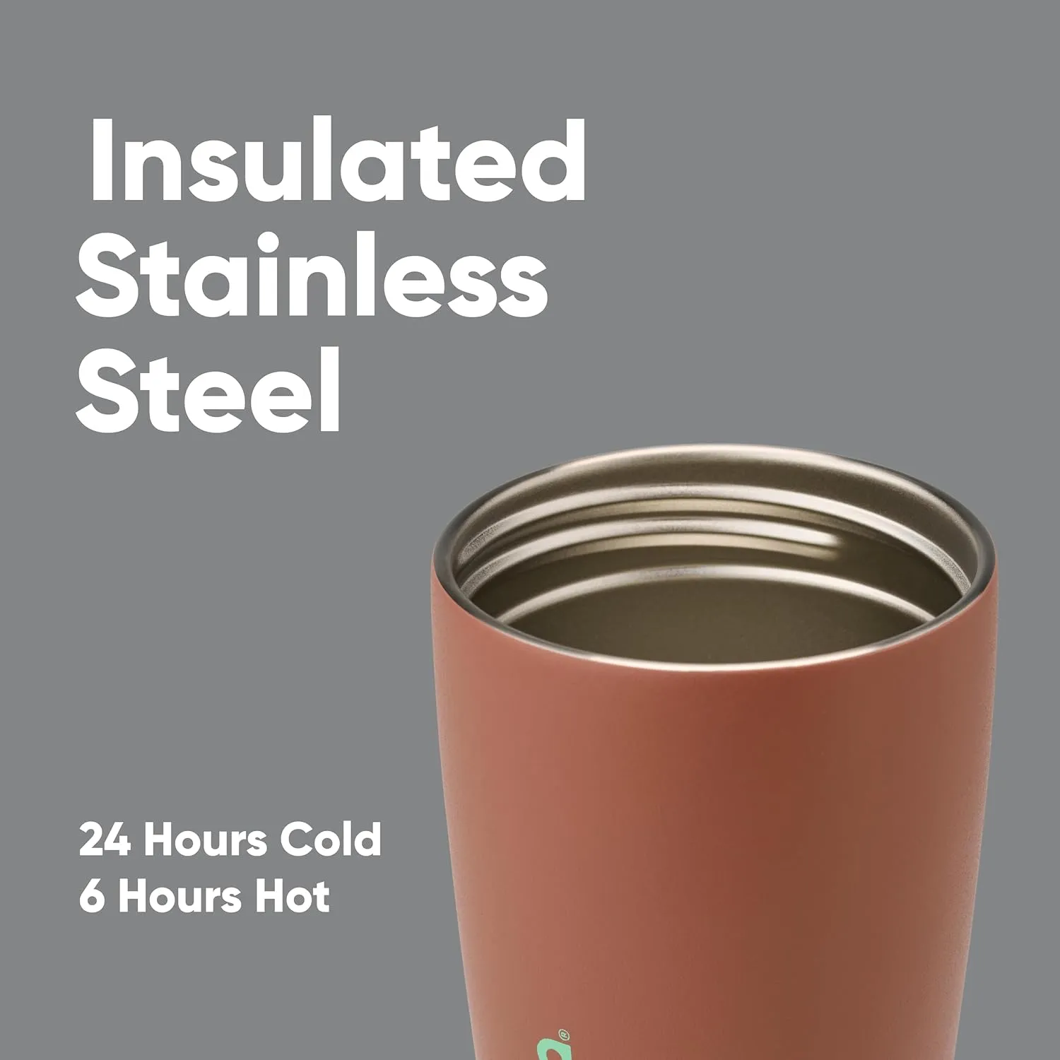 SmoothSip Slider Insulated Stainless Steel Coffee Tumbler, Reusable Iced Coffee Cup, Hot Coffee Travel Mug, BPA Free 12 oz, Grey/Brown (Cozy Cocoa)