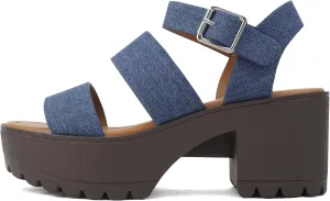 Soda ACCOUNT ~ Women Open Toe Two Bands Lug sole Fashion Block Heel Sandals with Adjustable Ankle Strap