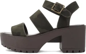 Soda ACCOUNT ~ Women Open Toe Two Bands Lug sole Fashion Block Heel Sandals with Adjustable Ankle Strap