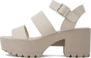 Soda ACCOUNT ~ Women Open Toe Two Bands Lug sole Fashion Block Heel Sandals with Adjustable Ankle Strap