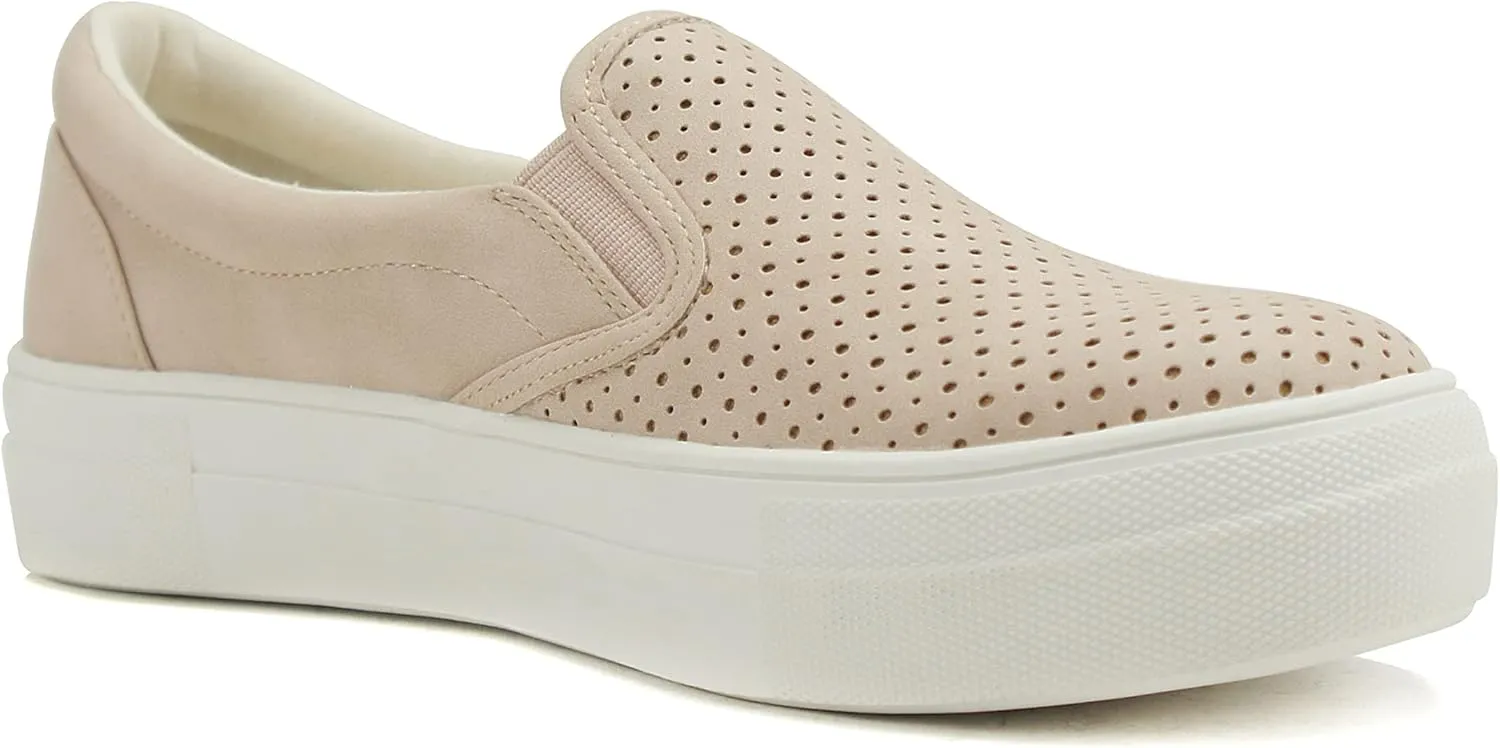 Soda Croft ~ Slip On Perforated Double Layer Foam Padded Cushion Sock Fashion Sneakers