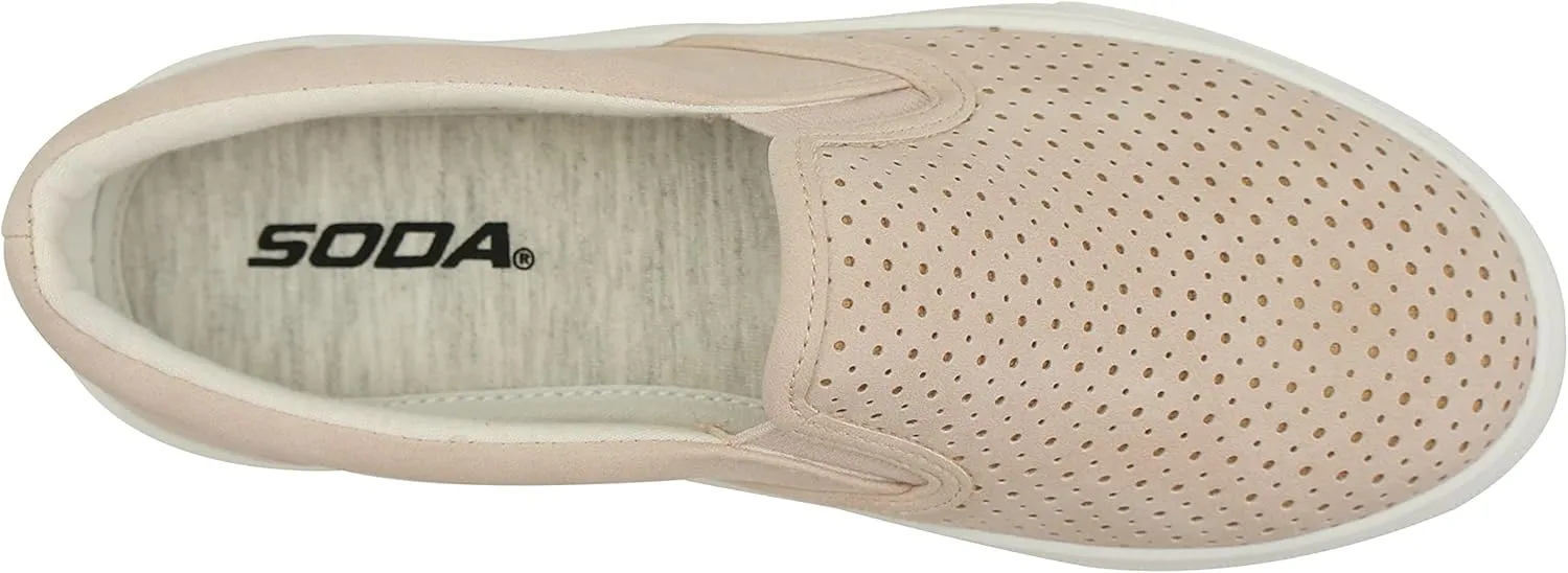 Soda Croft ~ Slip On Perforated Double Layer Foam Padded Cushion Sock Fashion Sneakers