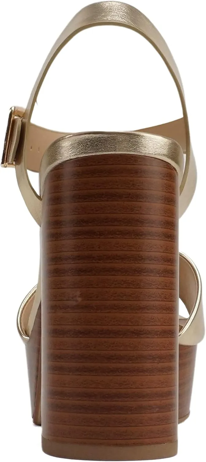 Soda “OPTIONS” ~ Women Open Square Toe Single Band Ankle Strap Buckle Platform High Heel Sandal