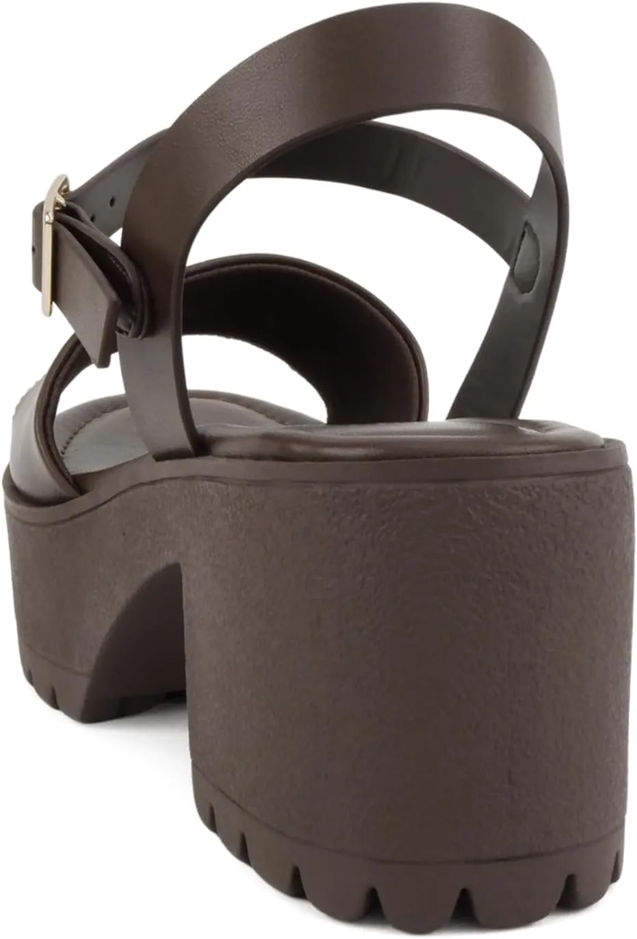 Soda “Stacie” ~ Women Open Toe Lug Sole Mid Block Heeled Sandals with Adjustable Ankle Strap