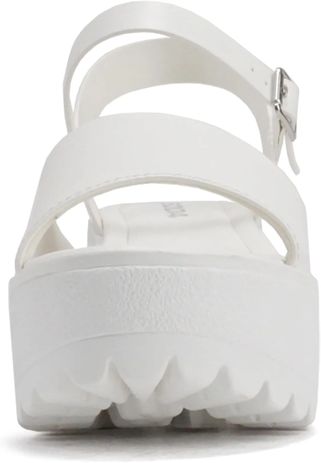 Soda “Stacie” ~ Women Open Toe Lug Sole Mid Block Heeled Sandals with Adjustable Ankle Strap