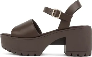 Soda “Stacie” ~ Women Open Toe Lug Sole Mid Block Heeled Sandals with Adjustable Ankle Strap