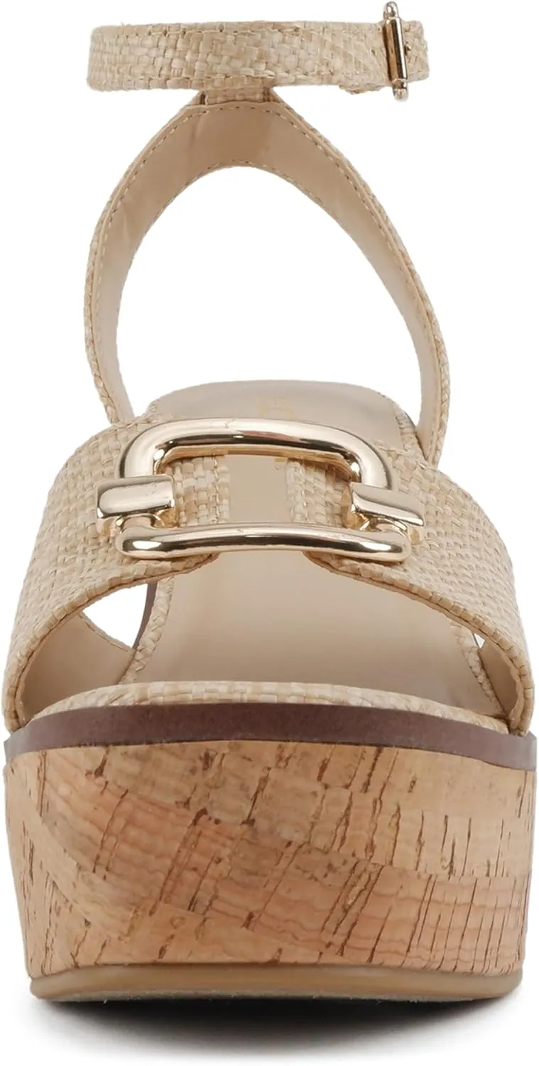 Soda “Teens” ~ Women Open Square Toe Single Band Wedge Sandal with Adjustable Ankle Strap