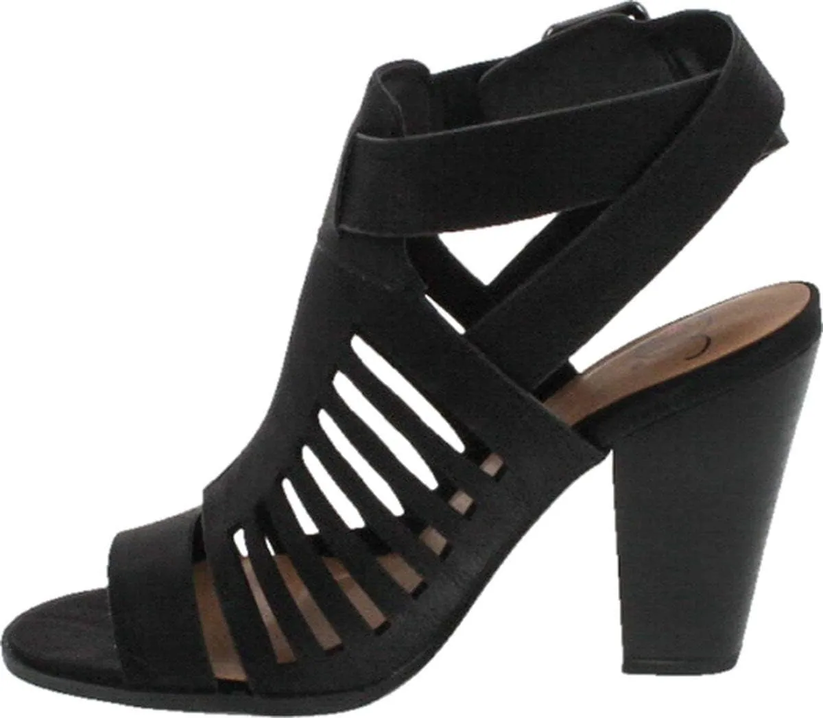 Soda Yummy ~ Gladiator Cutout Stacked Heel Sandal Shoes with Adjustable Ankle Buckle