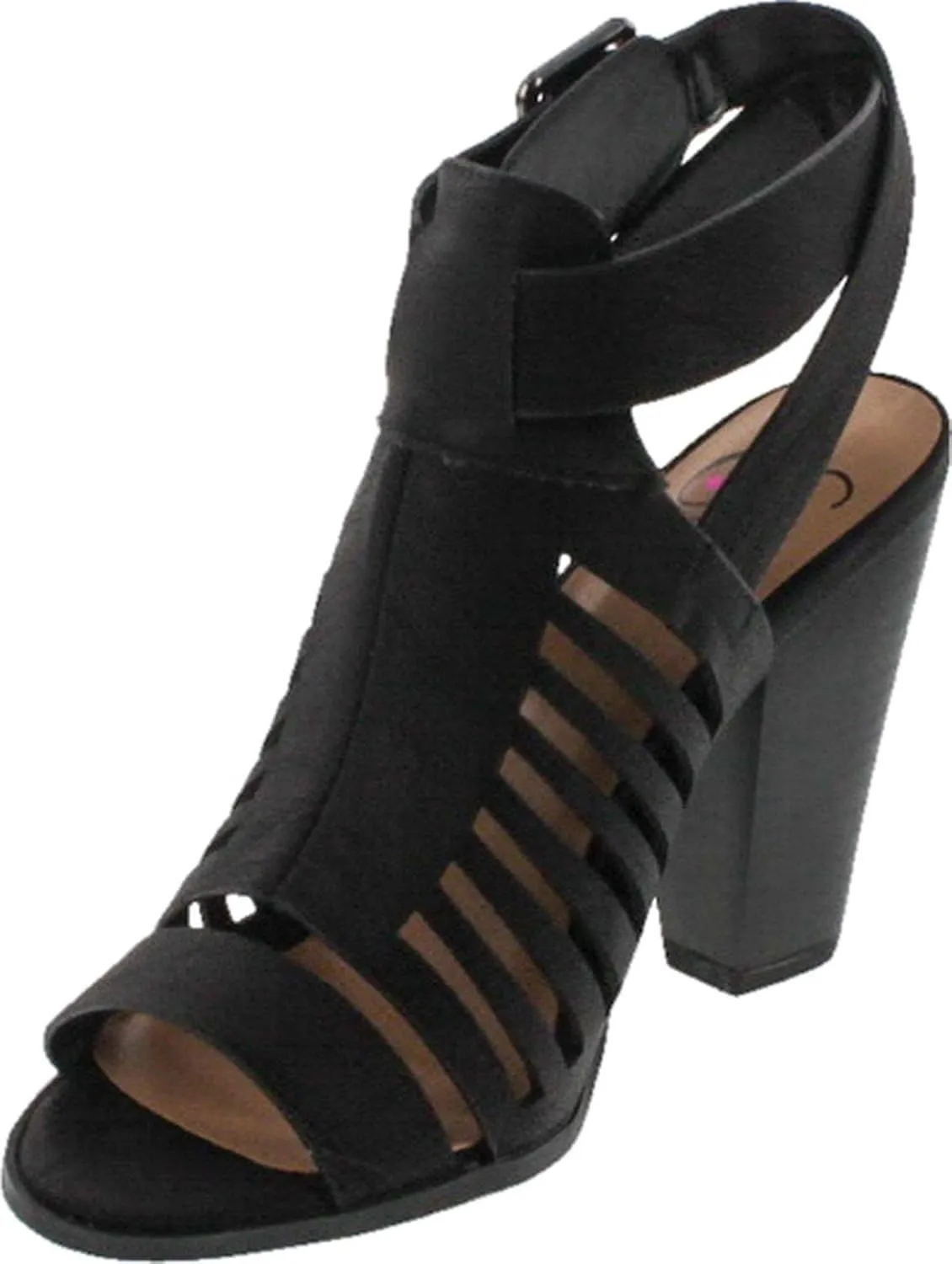 Soda Yummy ~ Gladiator Cutout Stacked Heel Sandal Shoes with Adjustable Ankle Buckle