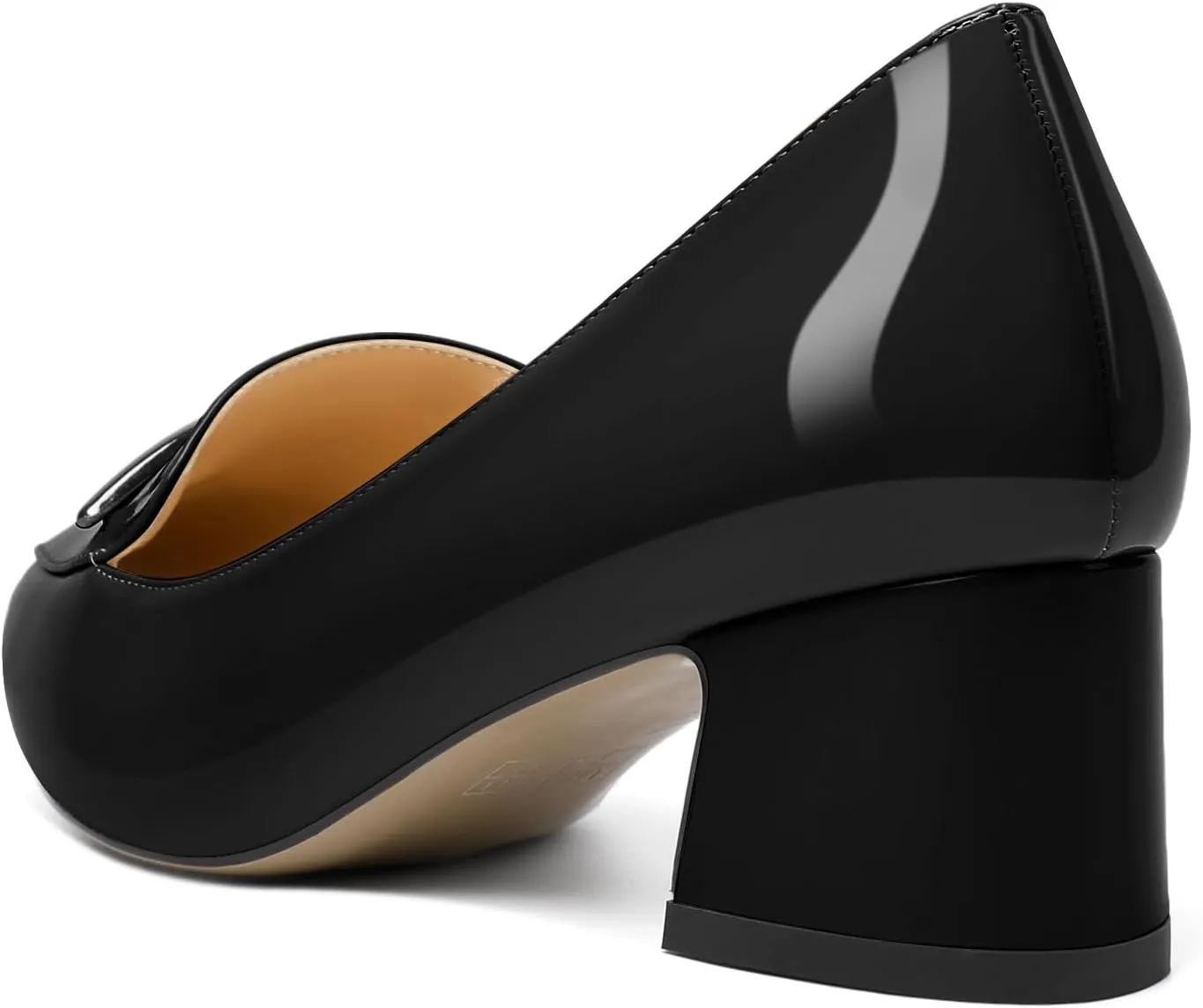 Soireelady Womens Block Heel Low Chunky Heels, Pointed Toe Loafer Heels Slip On Dress Shoes 2 Inches