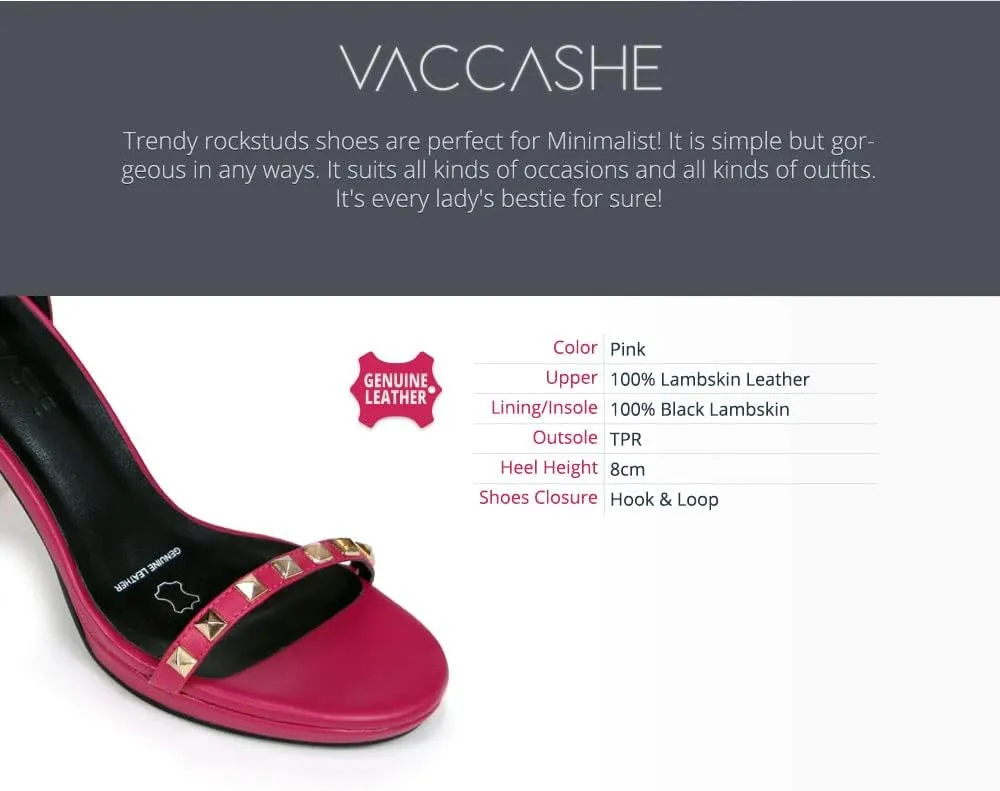 SPARK GENUINE LEATHER TWO STRAP HEELED SANDAL WITH STUDS