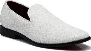 SPK04 Men's Vintage Glitter Dress Loafers Slip On Shoes Classic Tuxedo Dress Shoes
