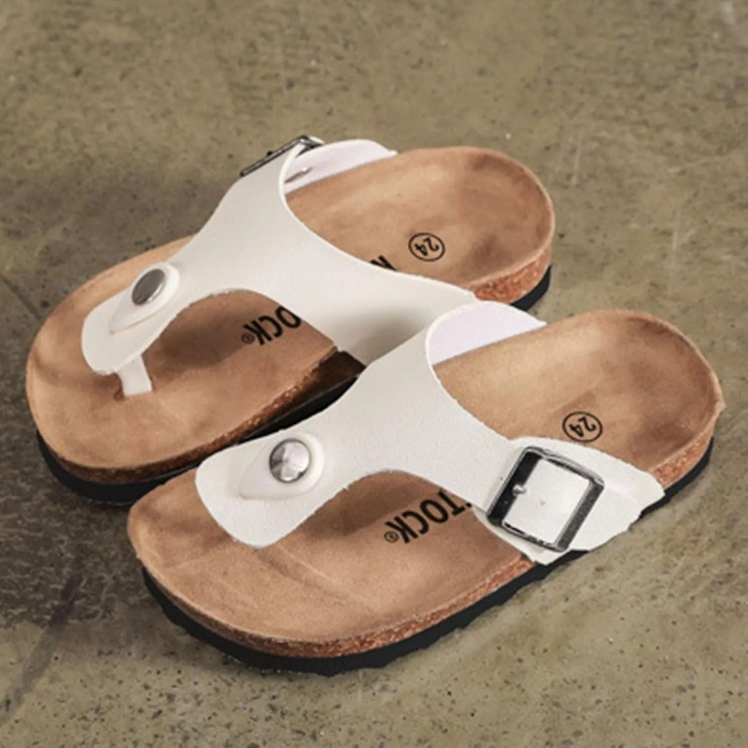 Spring and Summer Children's Boys and Girls Cork Flip Flops Shoes Glossy Slippers Slippers A Word Toddler Girl Sandals