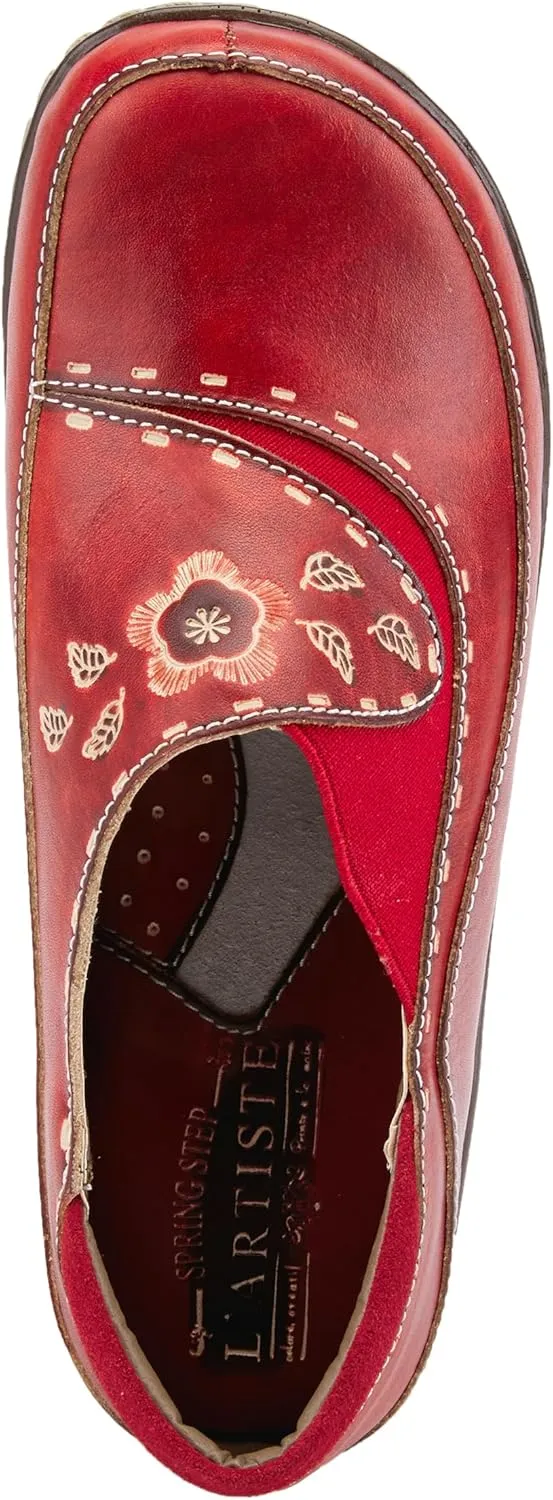 Spring Step L'artiste Burbank Leather Clogs for Women | Designer Hand-Painted Slip-On Shoes | Ladies Casual Platform Clog