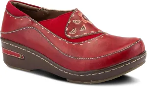 Spring Step L'artiste Burbank Leather Clogs for Women | Designer Hand-Painted Slip-On Shoes | Ladies Casual Platform Clog