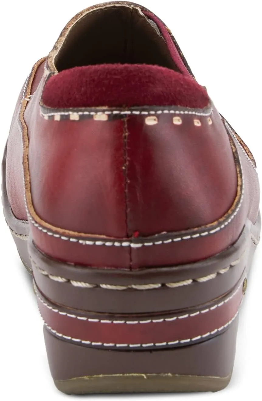 Spring Step L'artiste Burbank Leather Clogs for Women | Designer Hand-Painted Slip-On Shoes | Ladies Casual Platform Clog