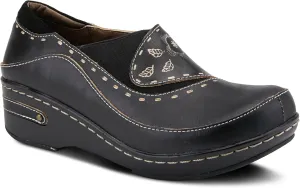 Spring Step L'artiste Burbank Leather Clogs for Women | Designer Hand-Painted Slip-On Shoes | Ladies Casual Platform Clog