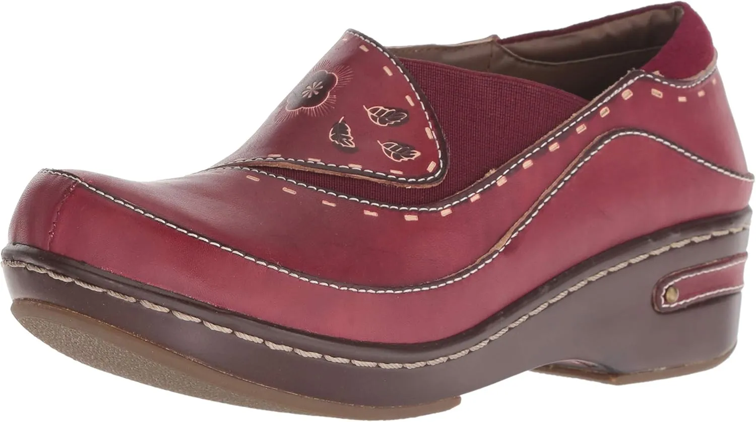 Spring Step L'artiste Burbank Leather Clogs for Women | Designer Hand-Painted Slip-On Shoes | Ladies Casual Platform Clog