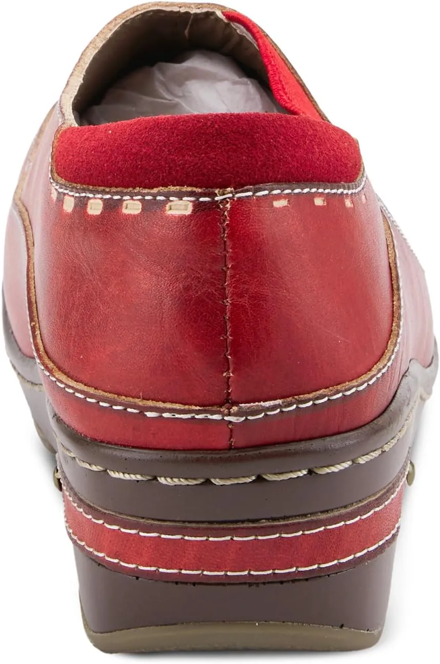Spring Step L'artiste Burbank Leather Clogs for Women | Designer Hand-Painted Slip-On Shoes | Ladies Casual Platform Clog
