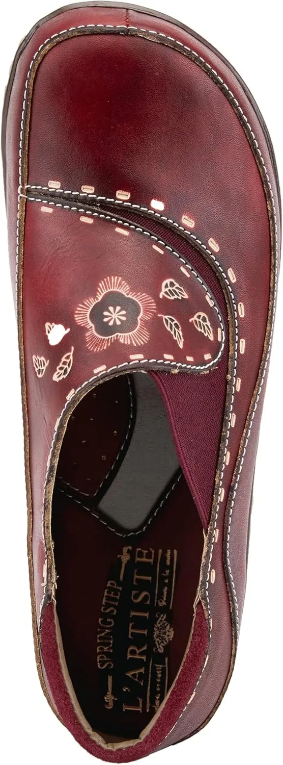 Spring Step L'artiste Burbank Leather Clogs for Women | Designer Hand-Painted Slip-On Shoes | Ladies Casual Platform Clog