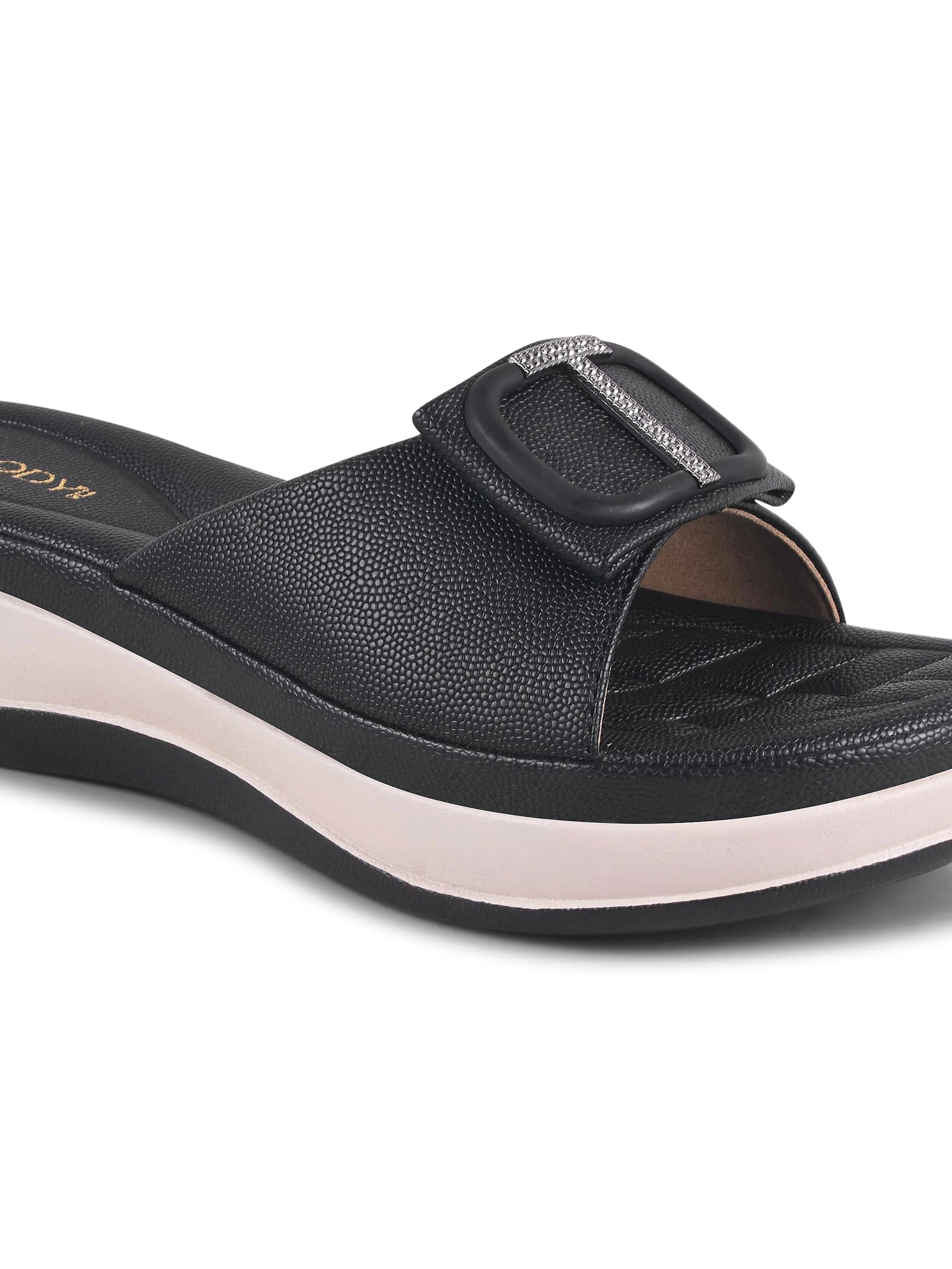 Square Buckle Slip-On Slippers