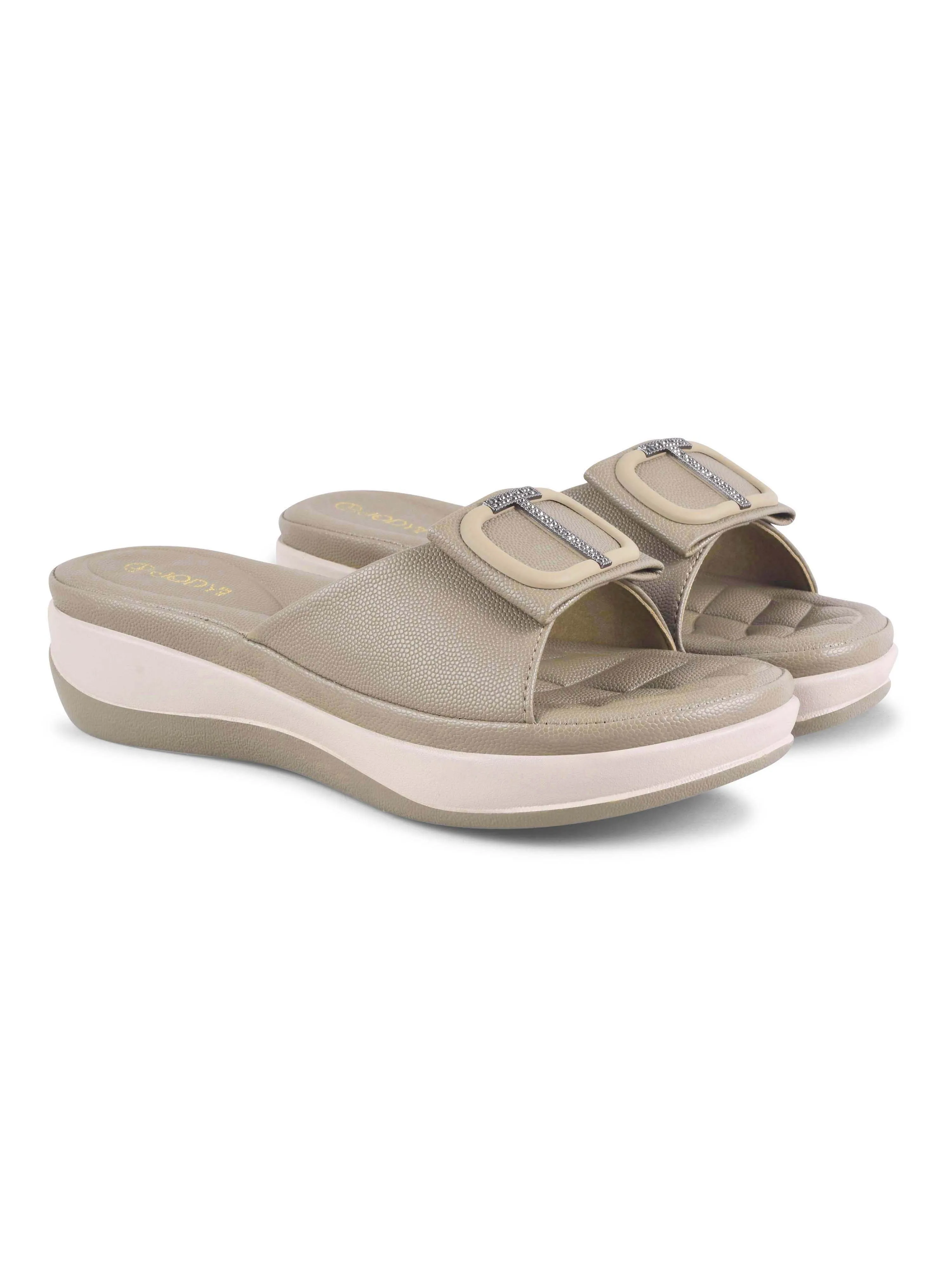 Square Buckle Slip-On Slippers