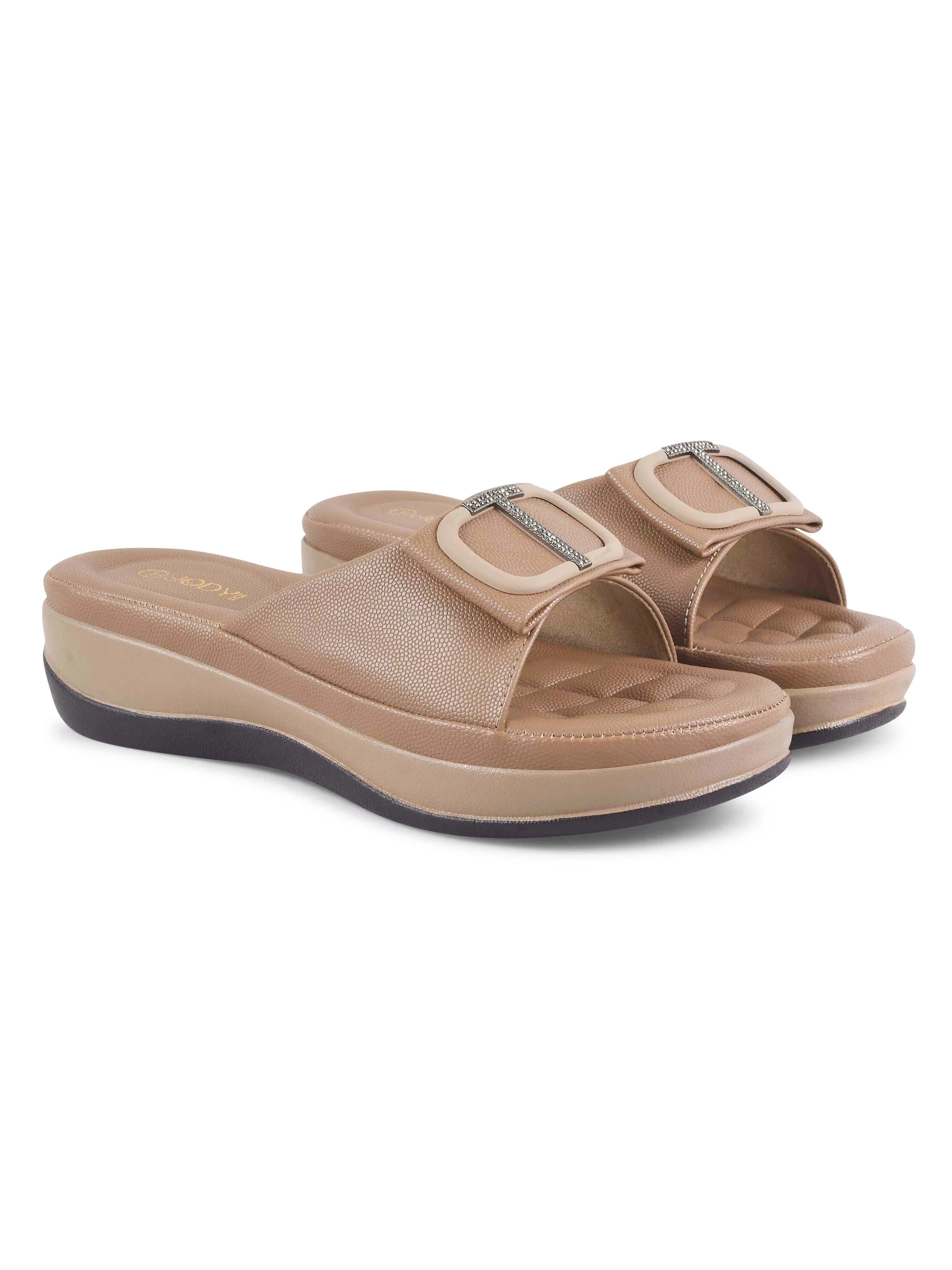 Square Buckle Slip-On Slippers