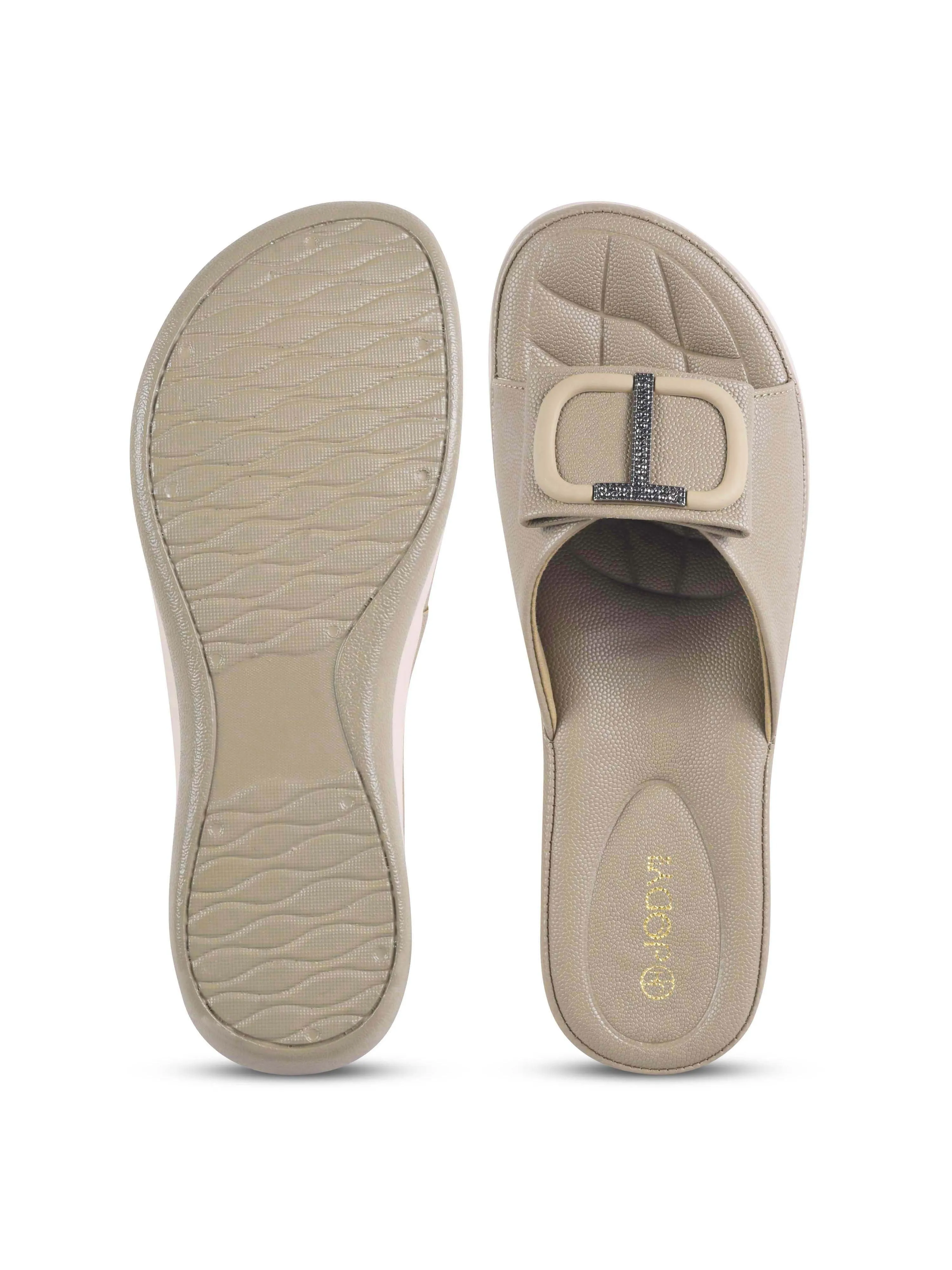 Square Buckle Slip-On Slippers