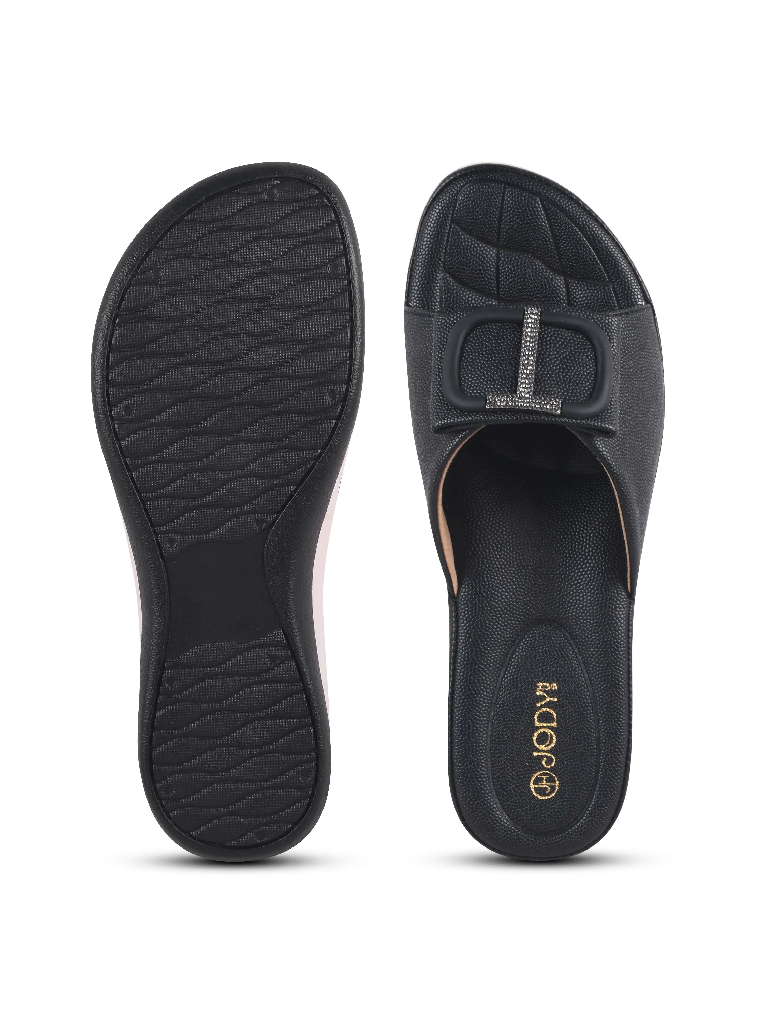 Square Buckle Slip-On Slippers