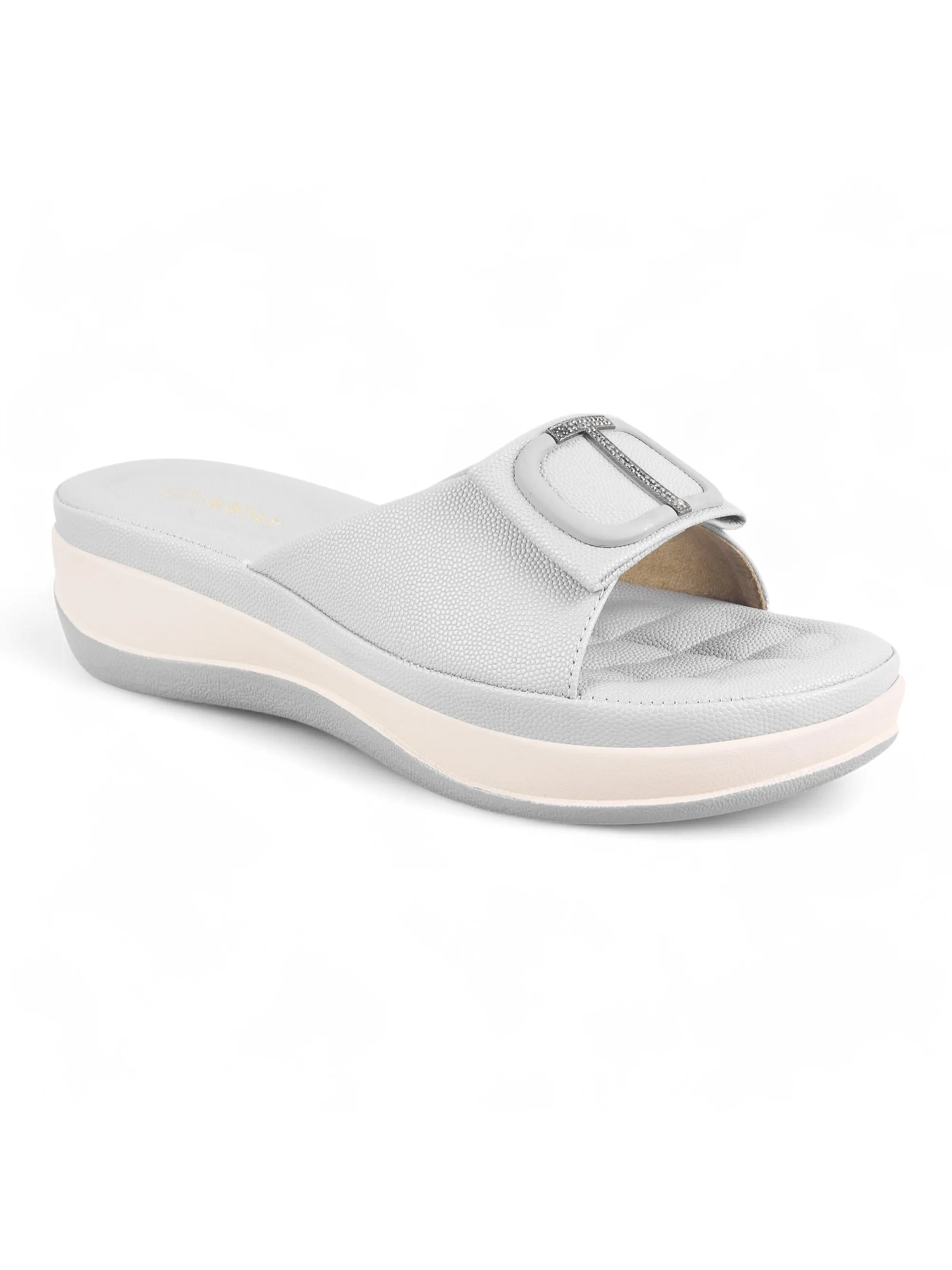 Square Buckle Slip-On Slippers