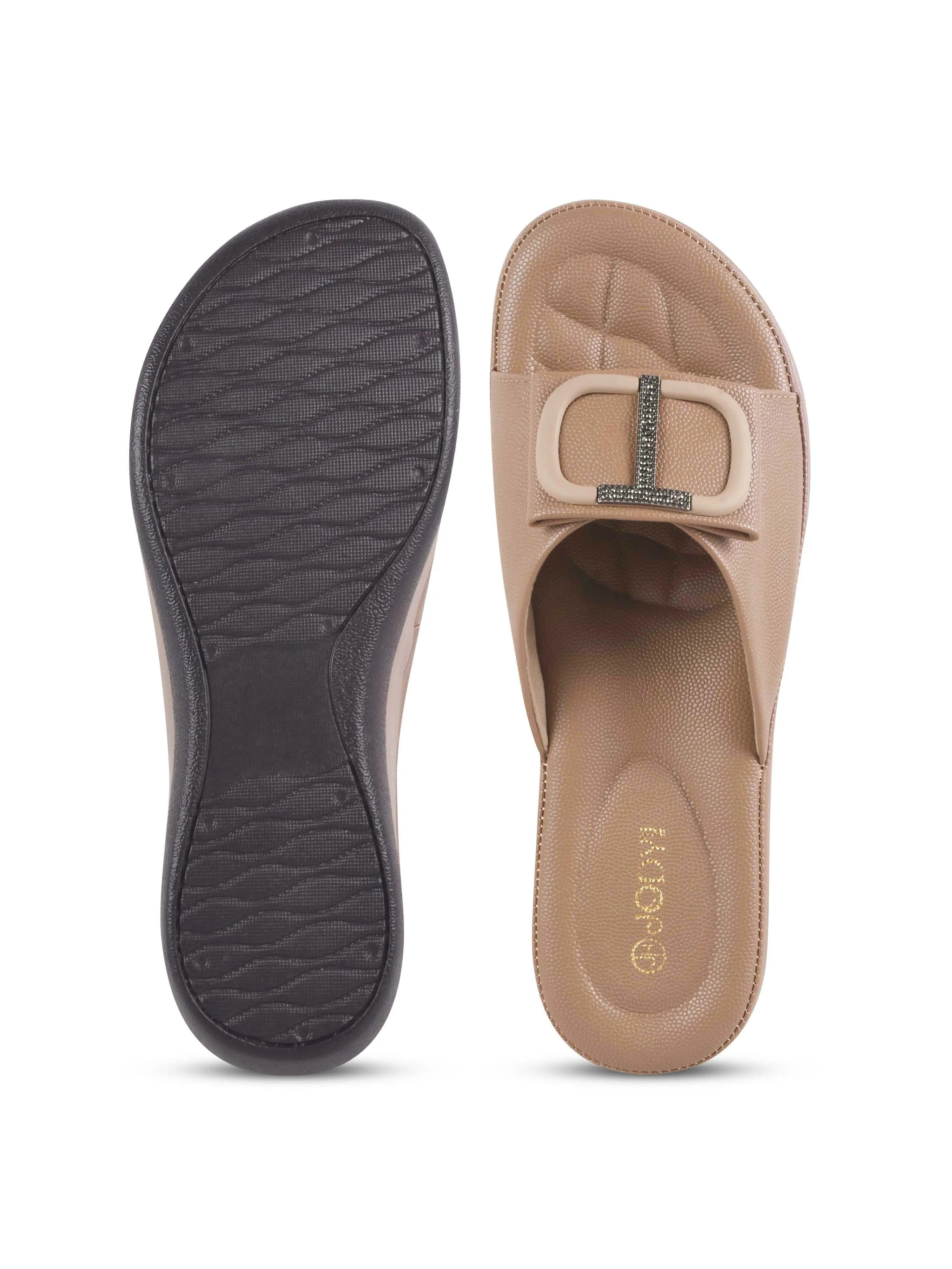 Square Buckle Slip-On Slippers