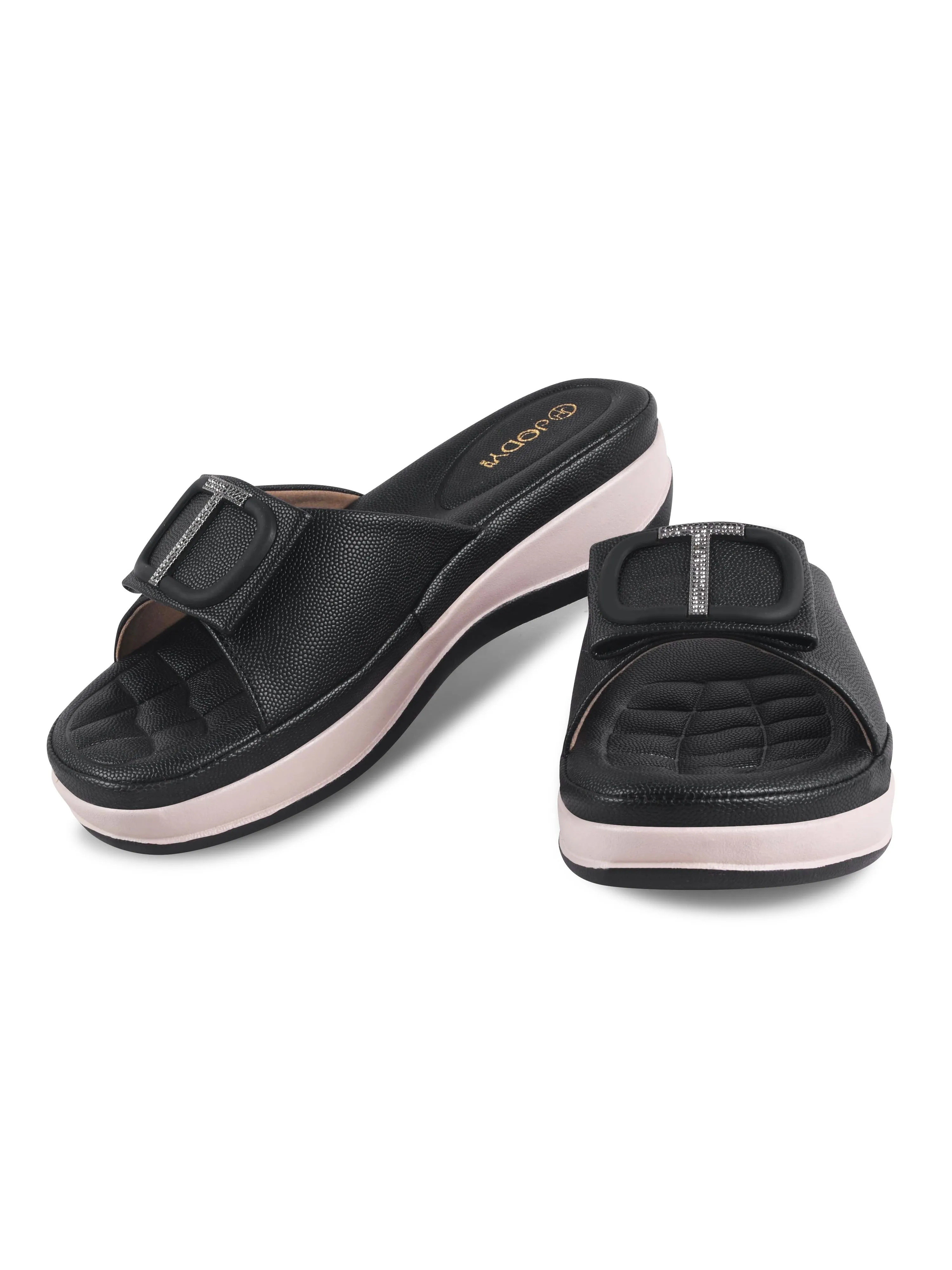Square Buckle Slip-On Slippers