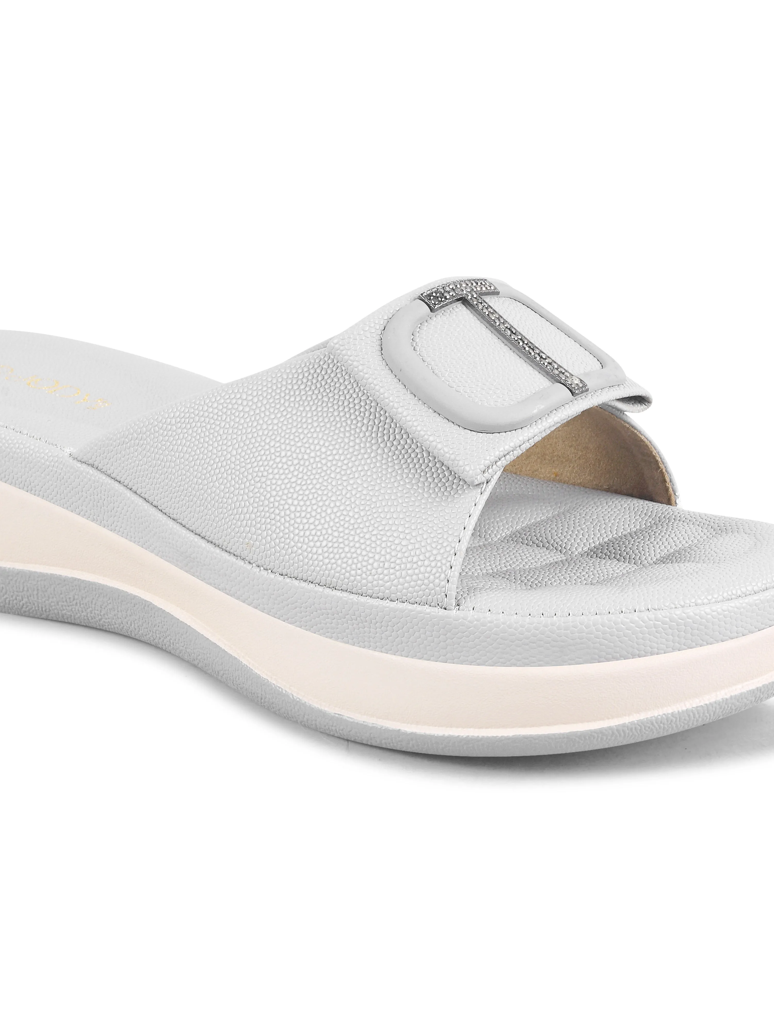Square Buckle Slip-On Slippers