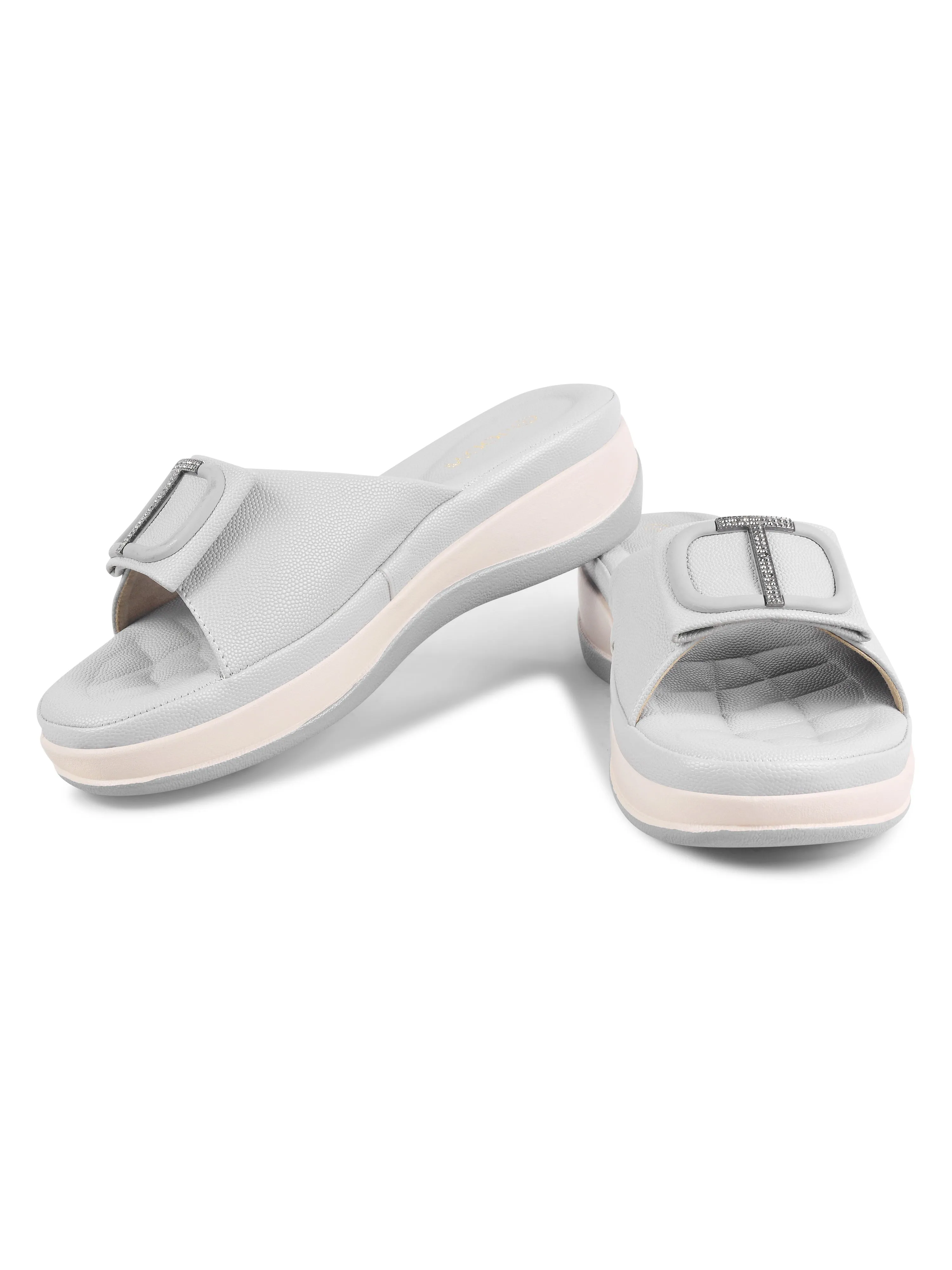 Square Buckle Slip-On Slippers