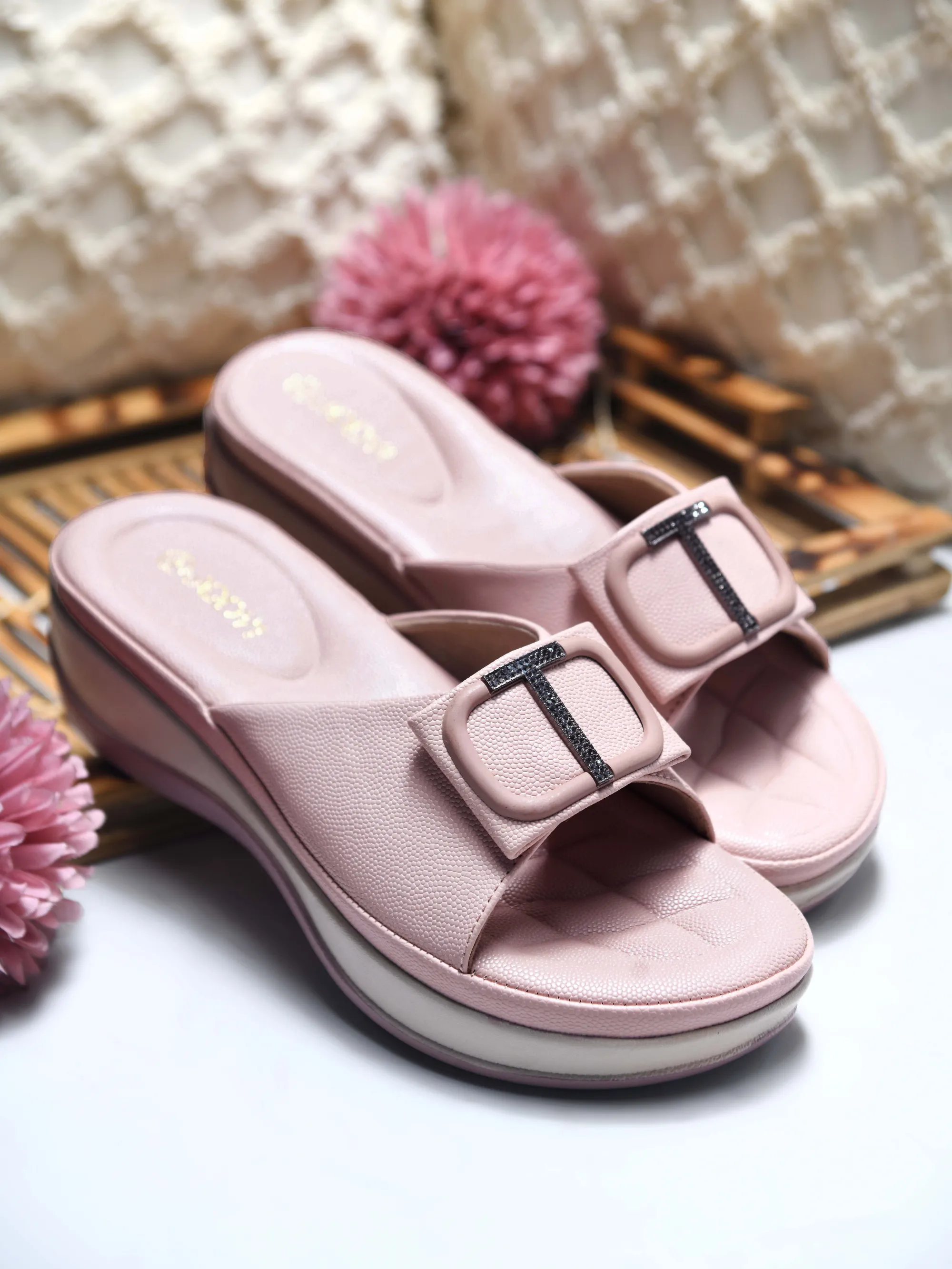 Square Buckle Slip-On Slippers