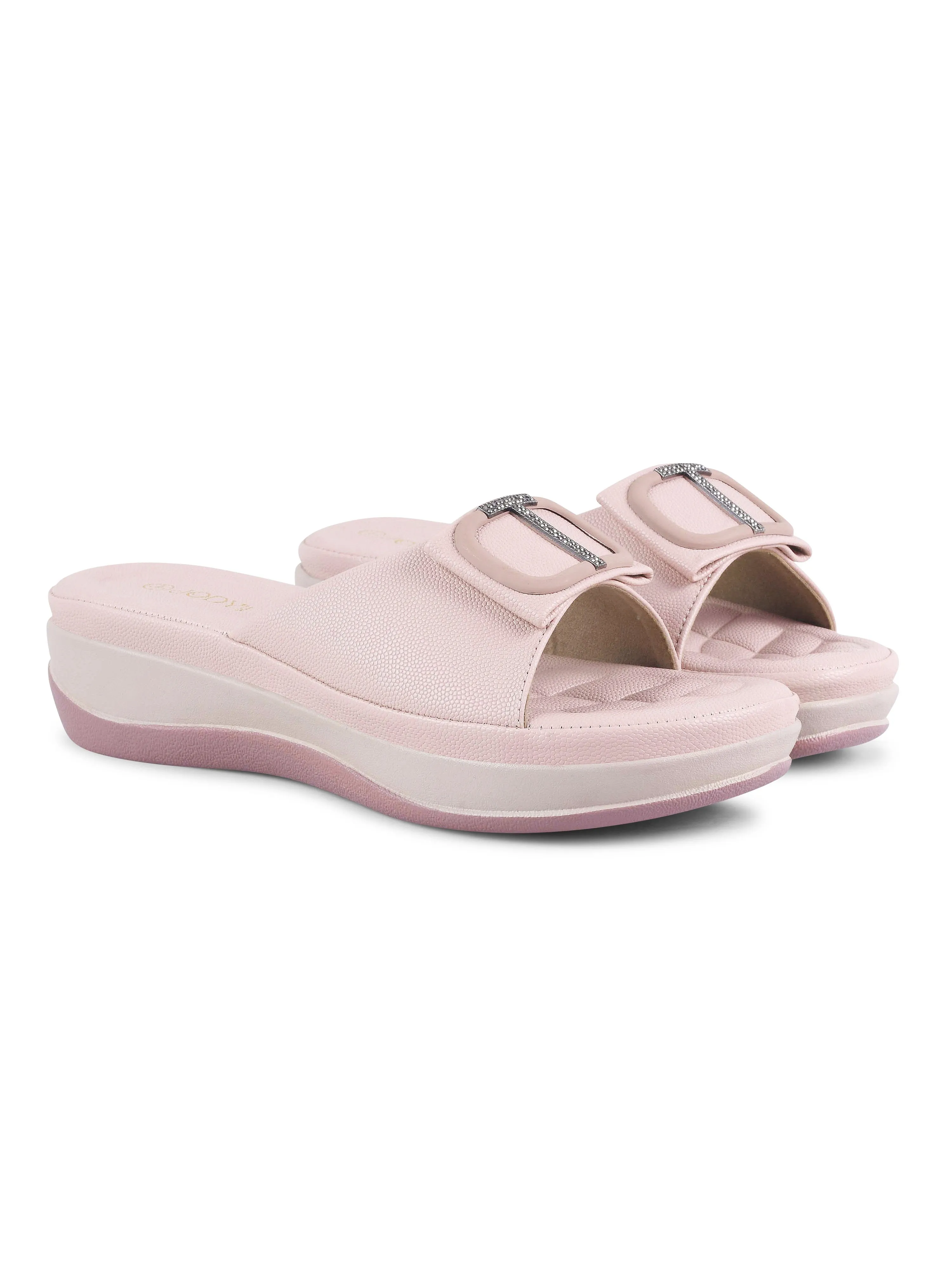 Square Buckle Slip-On Slippers